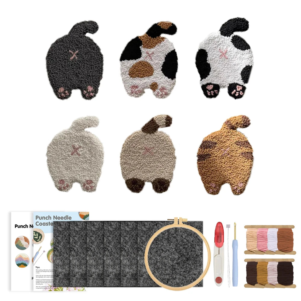 Kit de Punch needle - 6 sous tasses à formes