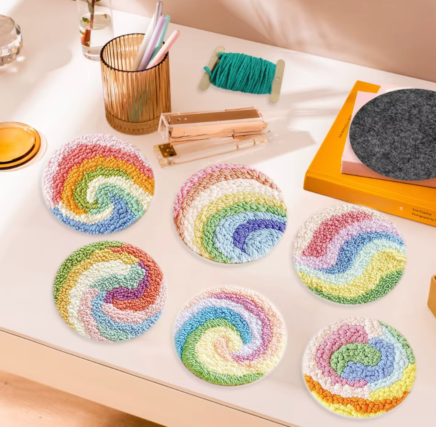 Kit de Punch needle - 6 sous-tasses rondes