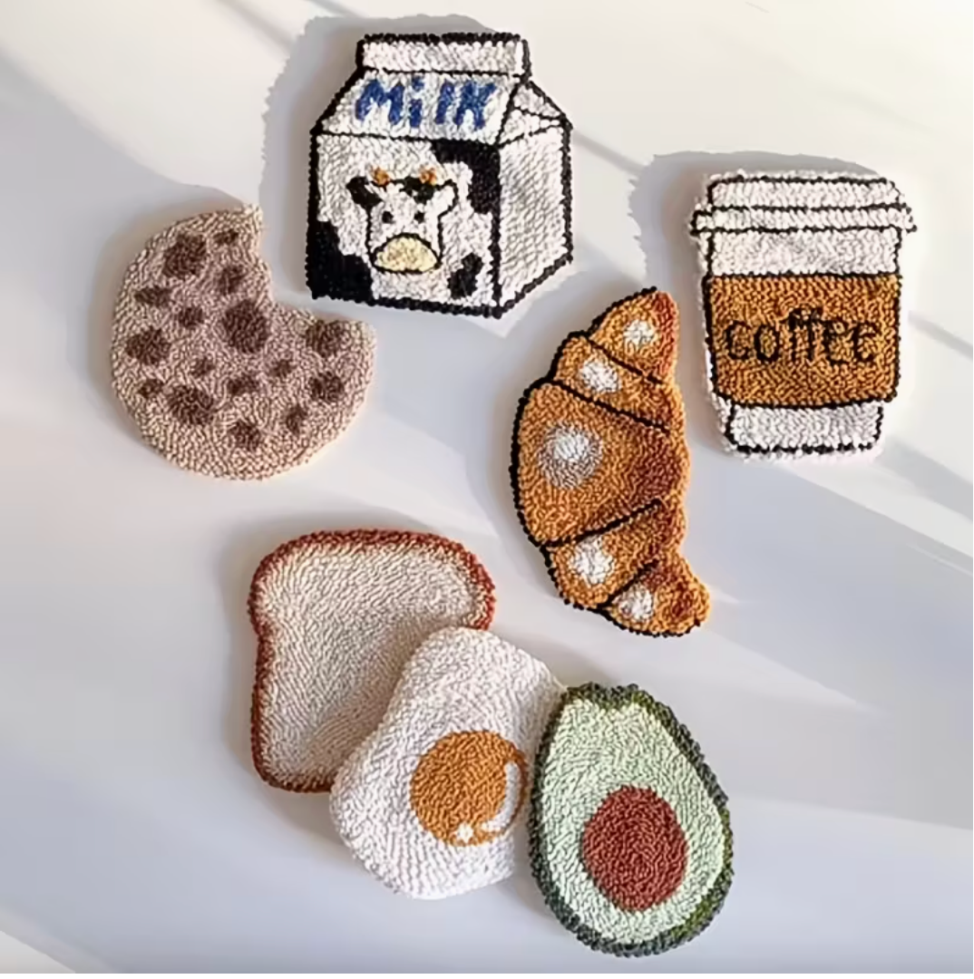 Kit de Punch needle - 6 sous tasses à formes