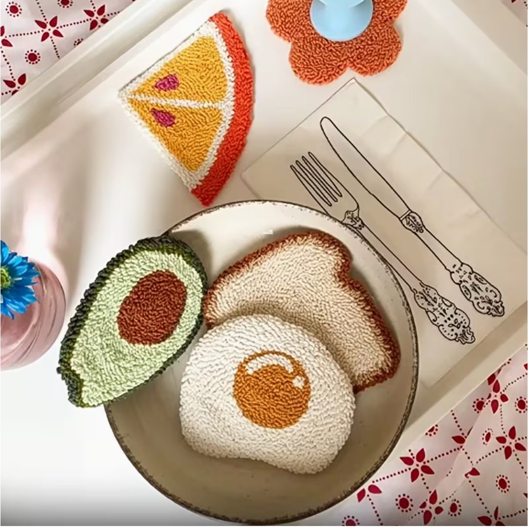 Kit de Punch needle - 6 sous tasses à formes