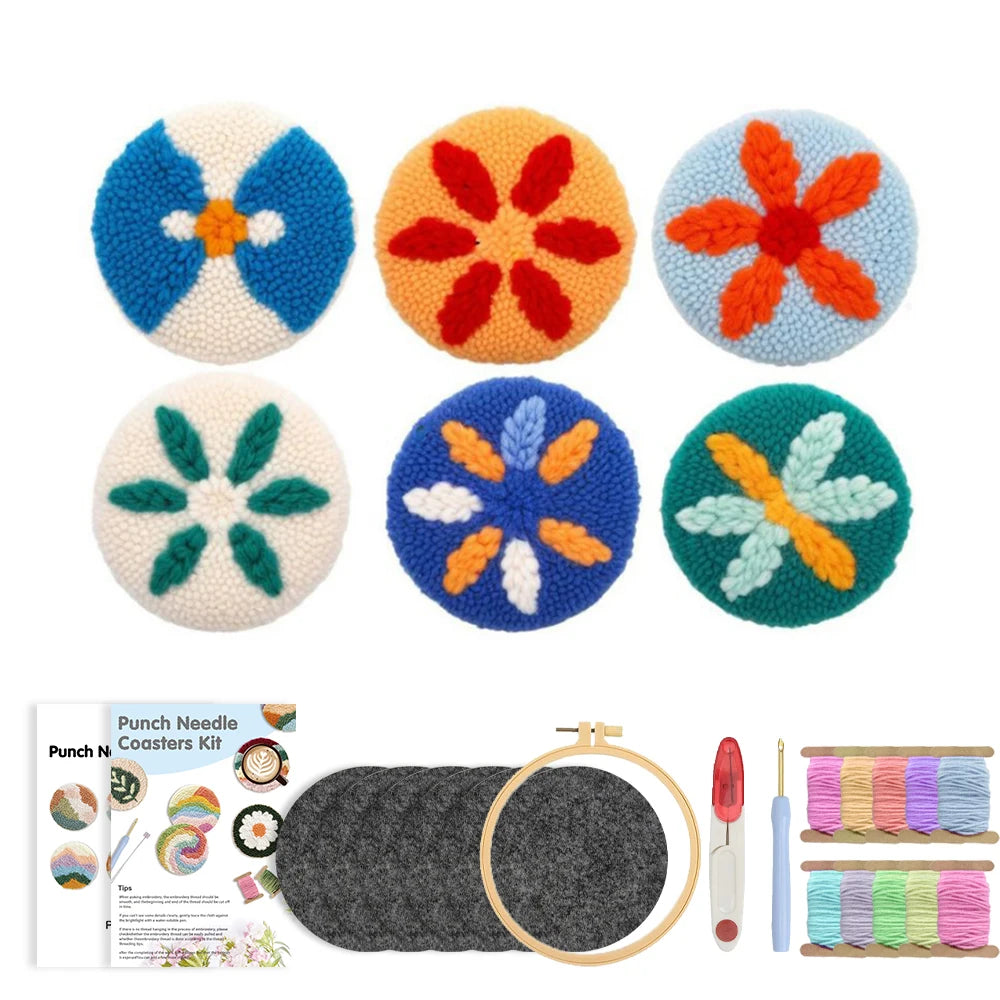 Kit de Punch needle - 6 sous-tasses rondes