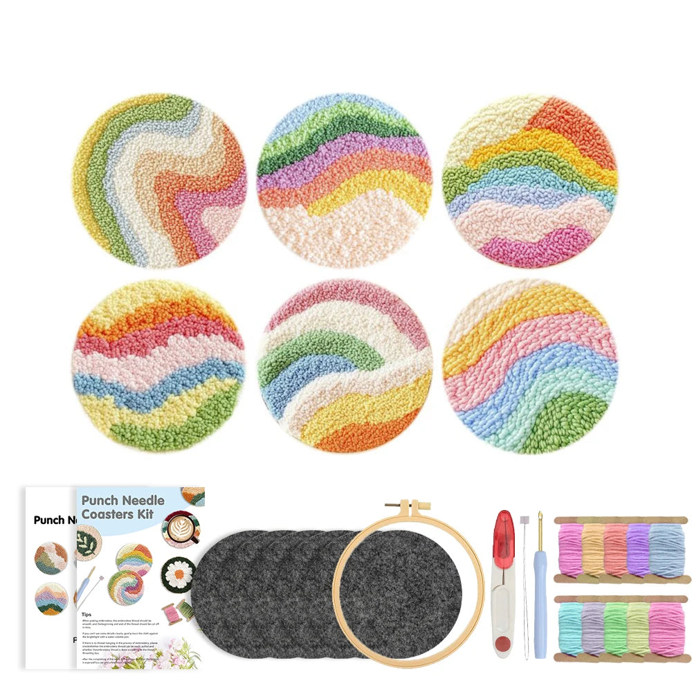 Kit de Punch needle - 6 sous-tasses rondes